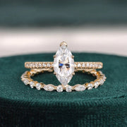 2 CT Marquise Cut Solitaire Pave Moissanite Bridal Ring Set Mapple Gems